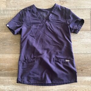 FIGS Casma Scrub Top Women XXS Purple Short Sleeve V-Neck Technical Collection